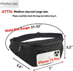 Fanny Pack for Men Women, Crossbody Waist Bag Pack Phone Bag | Belt Bag for Travel Walking Running Hiking Cycling, Adjustable Lightweight Hip Pack, Easy Carry Any Phone,Wallet (Black)
