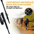 Hiking Poles 2 Pack - Collapsible Lightweight Carbon Fiber Trekking Poles, Adjustable & Foldable for Backpacking, EVA Sweat-Absorbent Non-Slip Grips, Portable Hiking Stick for Women, Men/Seniors Gear