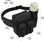 Hiking Waist Bag with Detachable Water Bottle Holder and Adjustable Waist Belt Oxford Fanny Pack for Men Women Causal Belt Bag for Travel Outdoor Fishing Running Hiking Hunting,Black