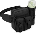 Hiking Waist Bag with Detachable Water Bottle Holder and Adjustable Waist Belt Oxford Fanny Pack for Men Women Causal Belt Bag for Travel Outdoor Fishing Running Hiking Hunting,Black