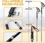 Collapsible Hiking Poles 2pc，Adjustable, Lightweight Trekking Poles 7075 Aluminium Alloy，Metal Flip Locks&Eva Foam Grips for Men Women