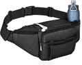 Fanny Pack Waist Bag for Men Women, Lightweight Waist Pack with Water Bottle Holder, Adjustable Belt Bag with Multi-Pockets for Hiking, Dog Walking, Outdoor, Cycling, Running, Travel, Black