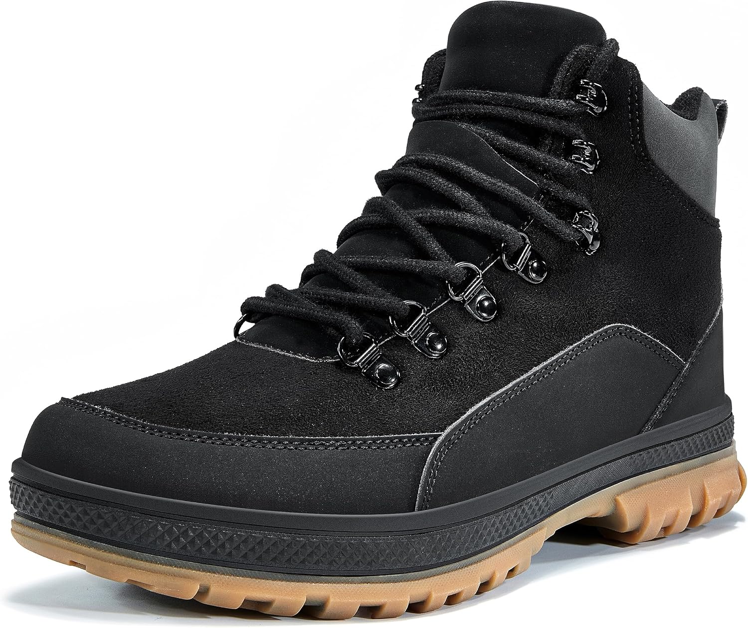 Men's Hiking Boots, Lightweight Waterproof Boots, Plush Lined, Non-Slip, Warm Shoes